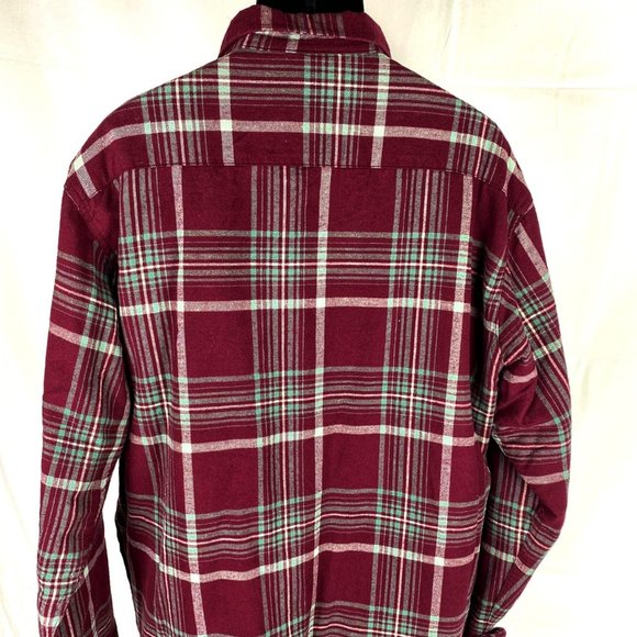 MEN'S QUICKSILVER BURGUNDY AND GREEN PLAID JACKET 2x - Picture 4 of 4